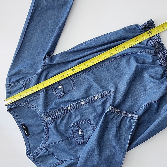 Jessica Women's Dark Denim Cotton Top 3/4 Sleeves 1/2 Button Up Size S - Picture 11 of 13